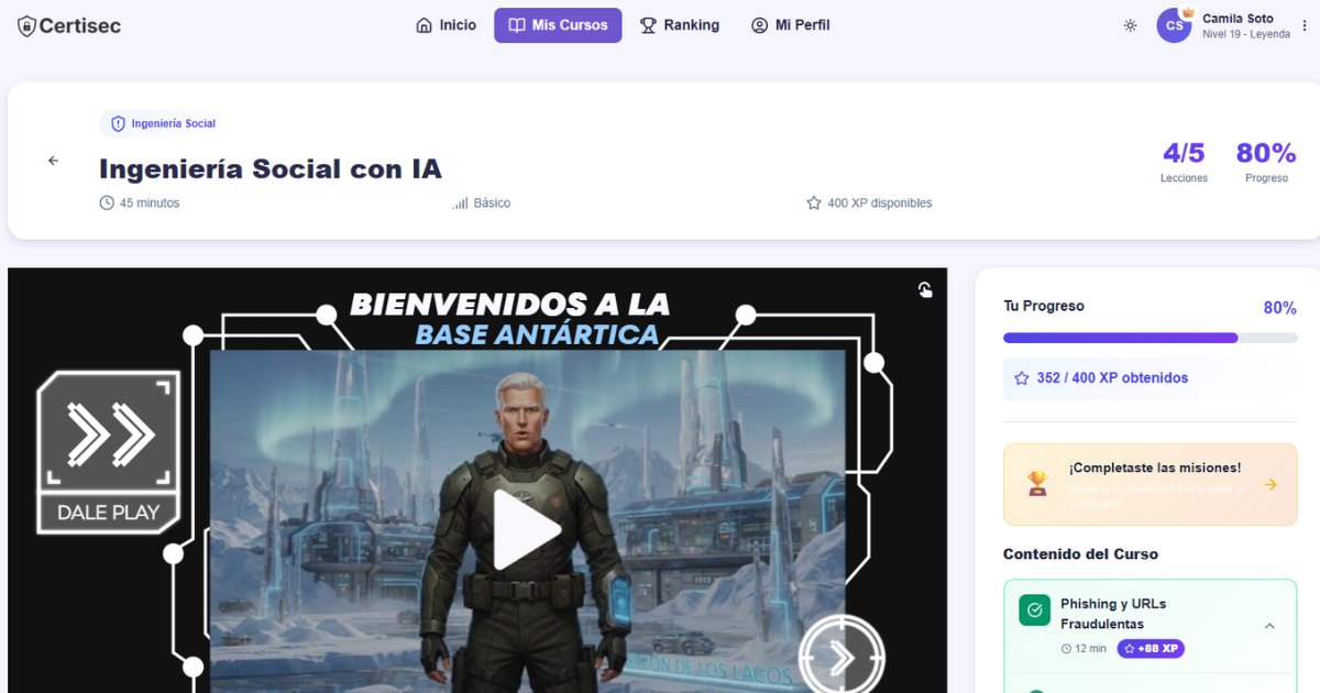 Plataforma Certisec — vista del dashboard principal