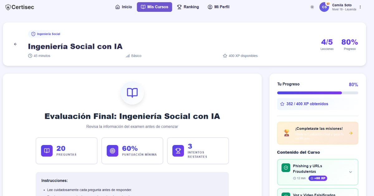 Plataforma Certisec — sistema de gamificación